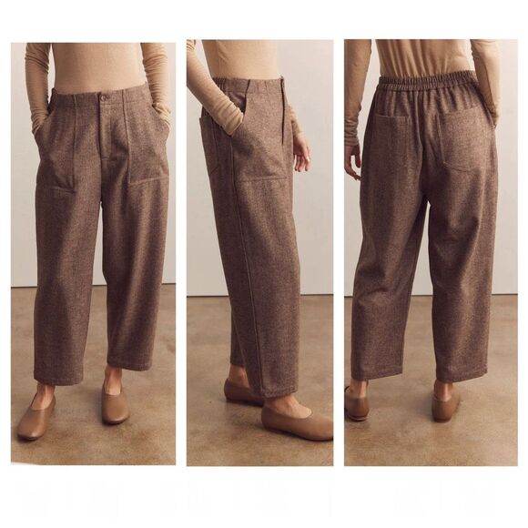 Amente Wool blend baby herringbone ankle pants Size XS/S coco brown - Picture 2 of 10